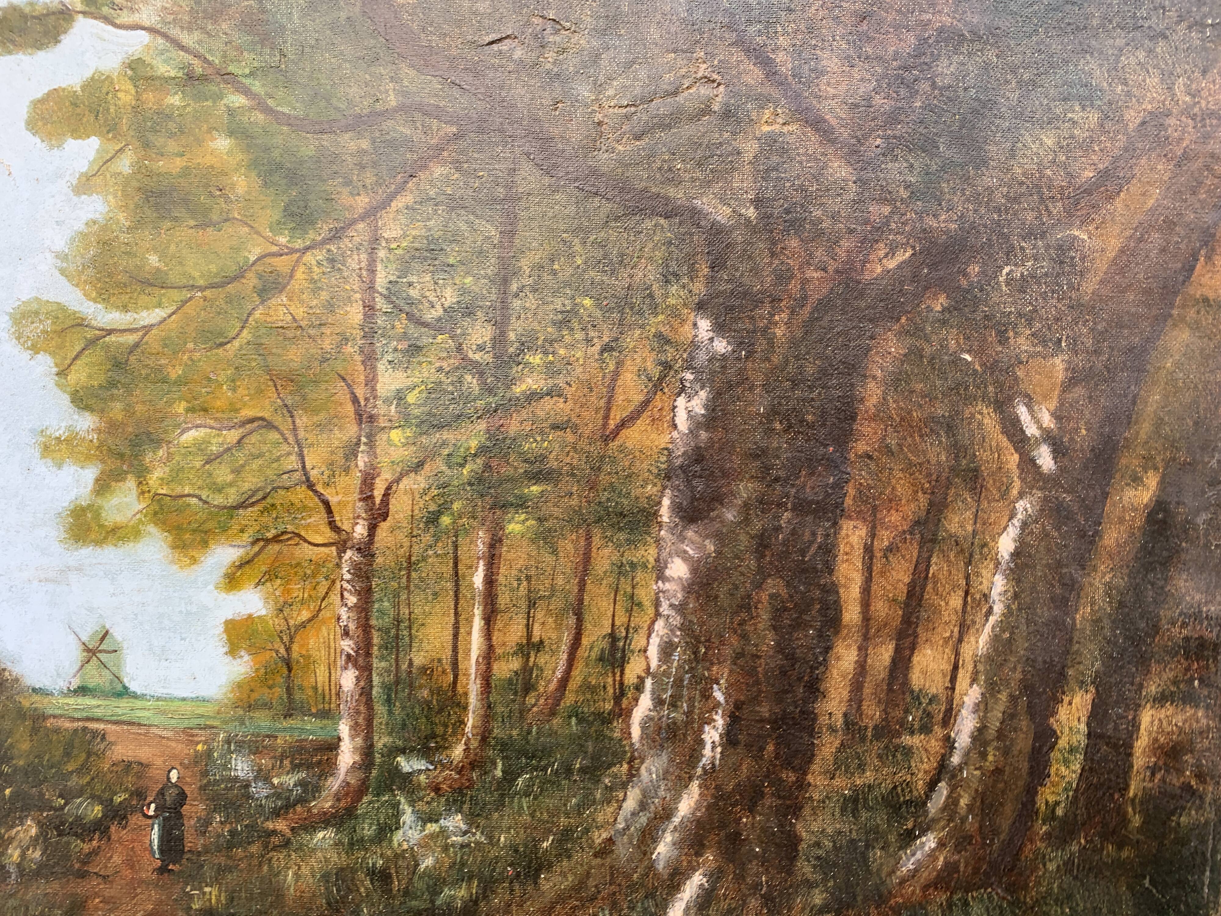 Oil painting on canvas Forest landscape 61 x 47