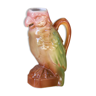Large zoomorphic carafe by Poet Laval in parrot-shaped earthenware