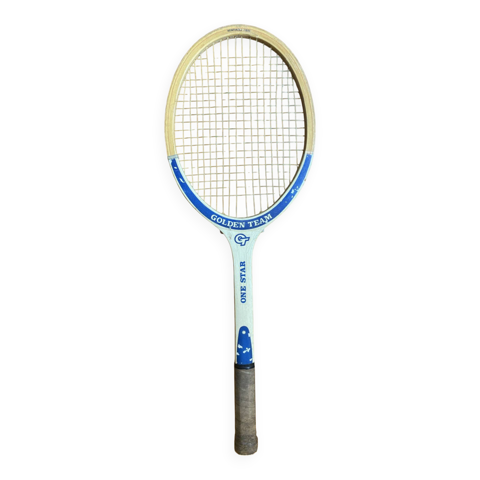 Old Tennis Racket ONE STAR Golden Team Wood Vintage Sport #E213