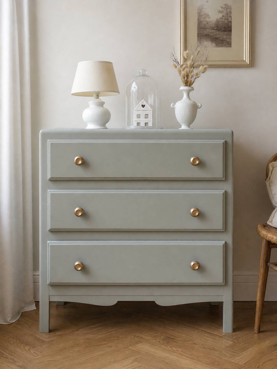 1950s commode enhanced in verdigris.