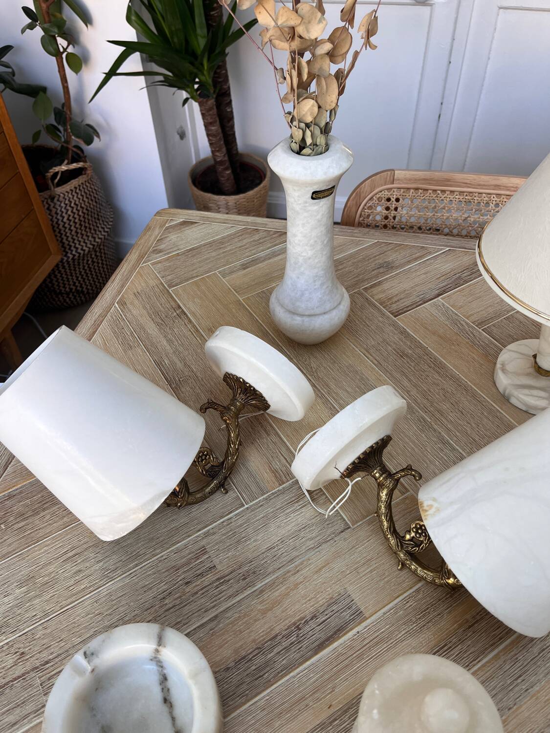 Pair of marble wall lights