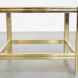 Table d'appoint/table basse vintage Hollywood Regency avec plateau en verre