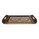 Wooden vintage plateau with butterfly decoration