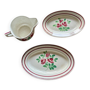Les Roses tableware set - 2 serving dishes and a sauce boat -