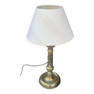 Table lamp, cellar rat candle holder base in old copper. Lamp created from a candle holder