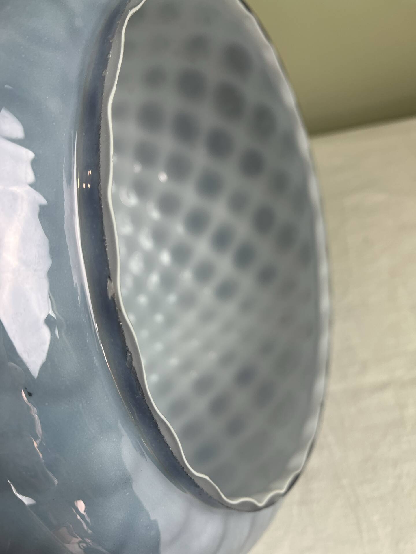 Vintage blue hammered glass pendant