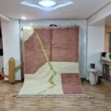 Minimalist Bohemian Rug 250x150 cm - Abstract Design Pink and Green