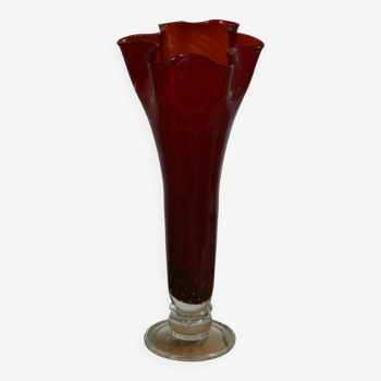 Vase rouge en verre de Murano