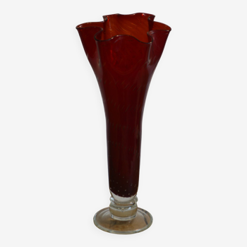 Red Murano glass vase