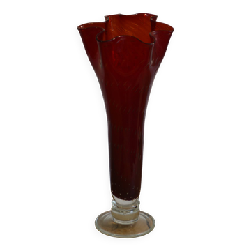 Red Murano glass vase
