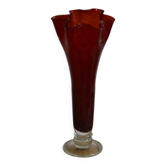 Red Murano glass vase