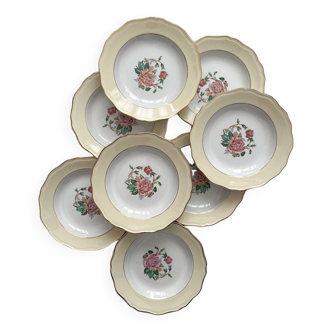 8 assiettes creuses en faïence vintage « Prado » L’amandinoise