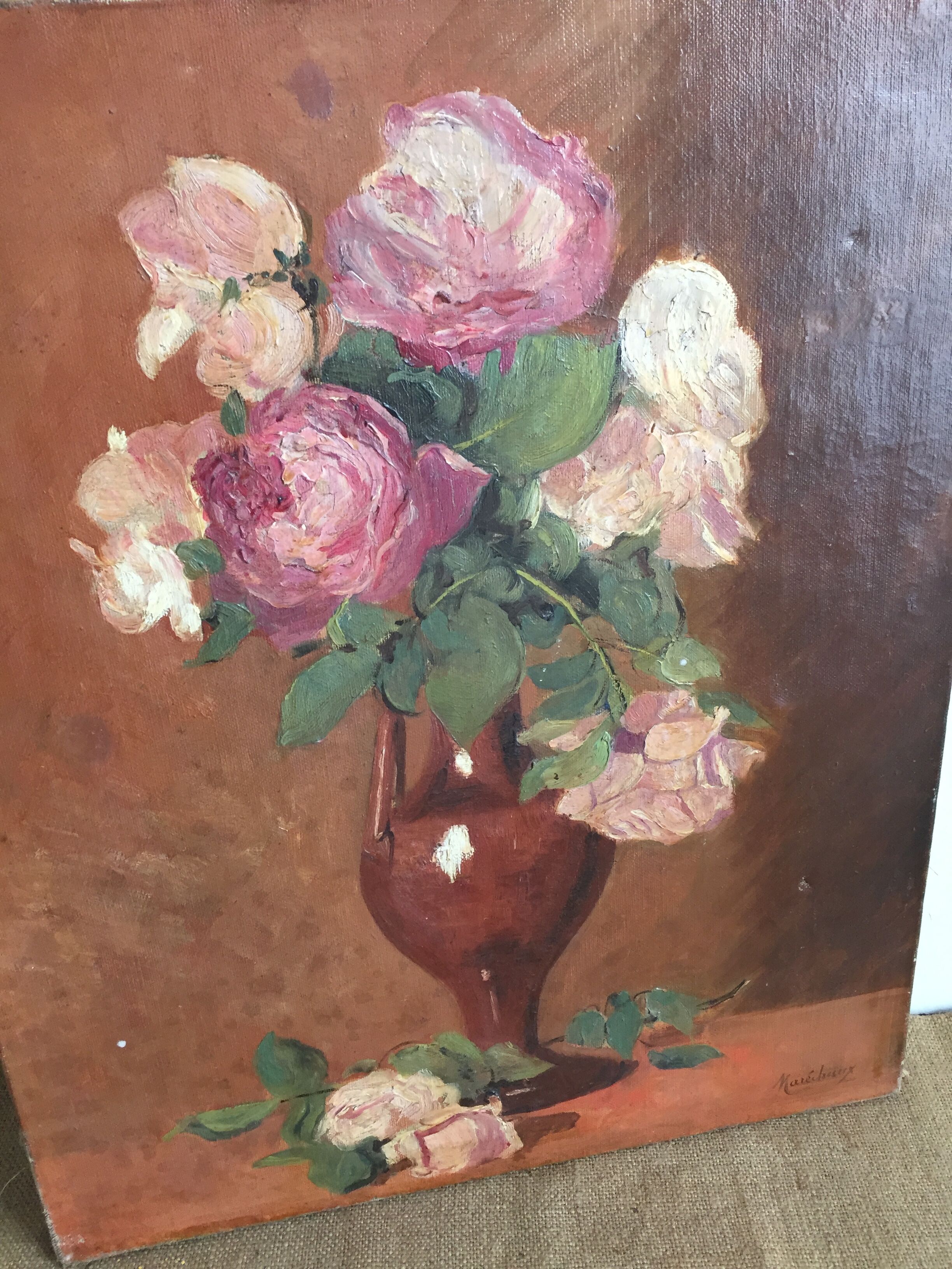 Oil on canvas, bouquet of flowers