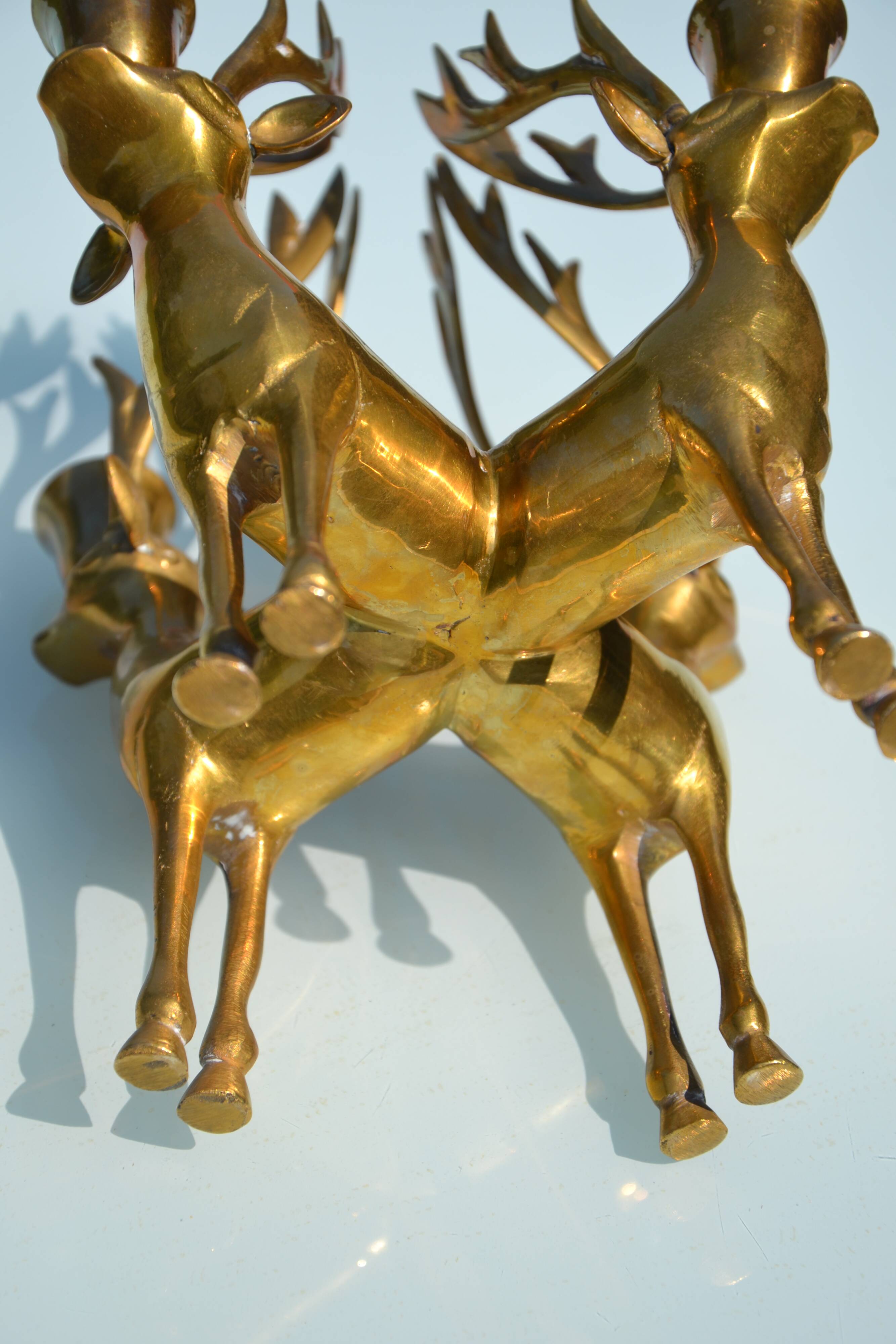 Ancien bougeoir cerf en laiton