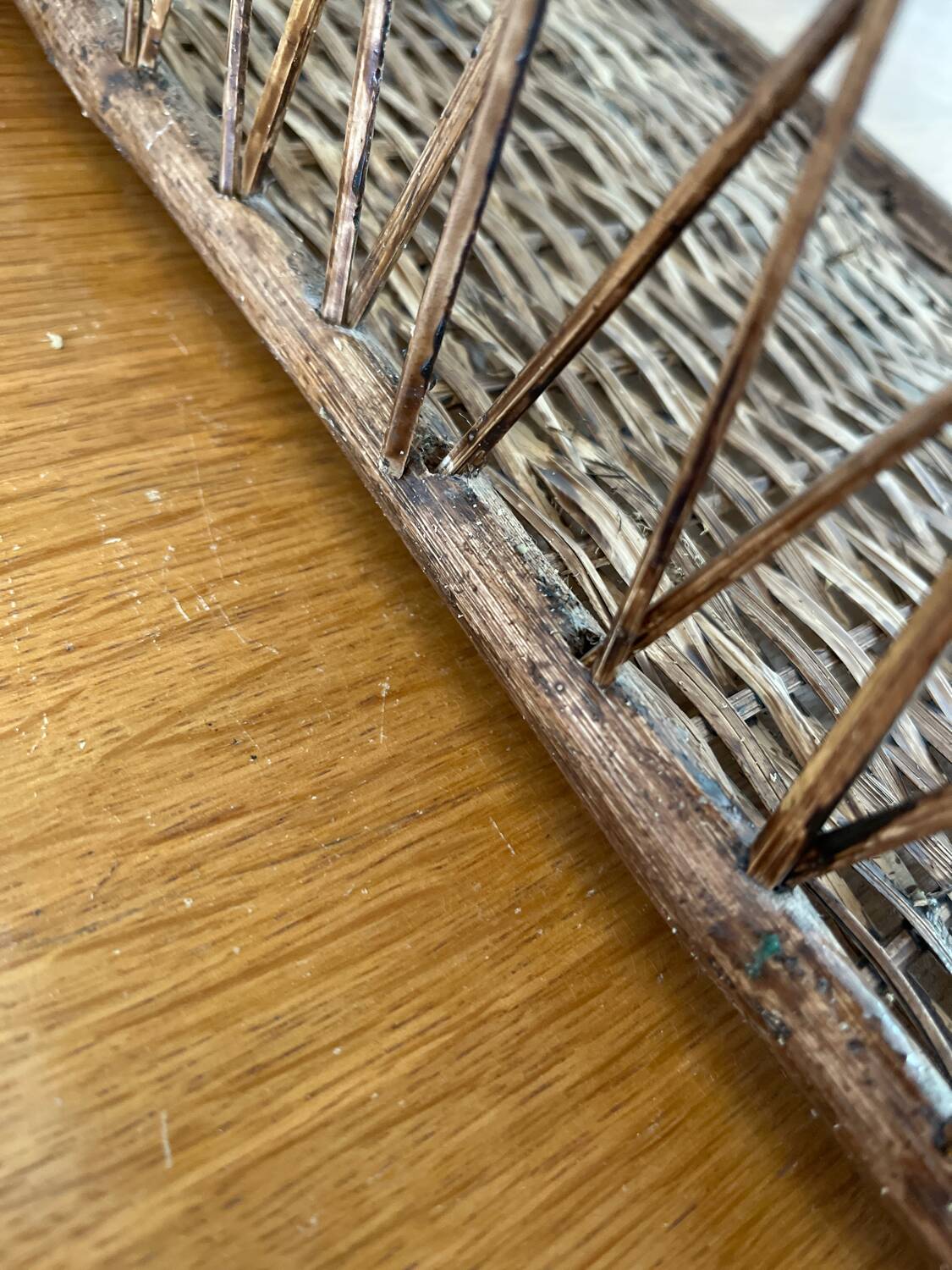 Vintage wicker wall shelf