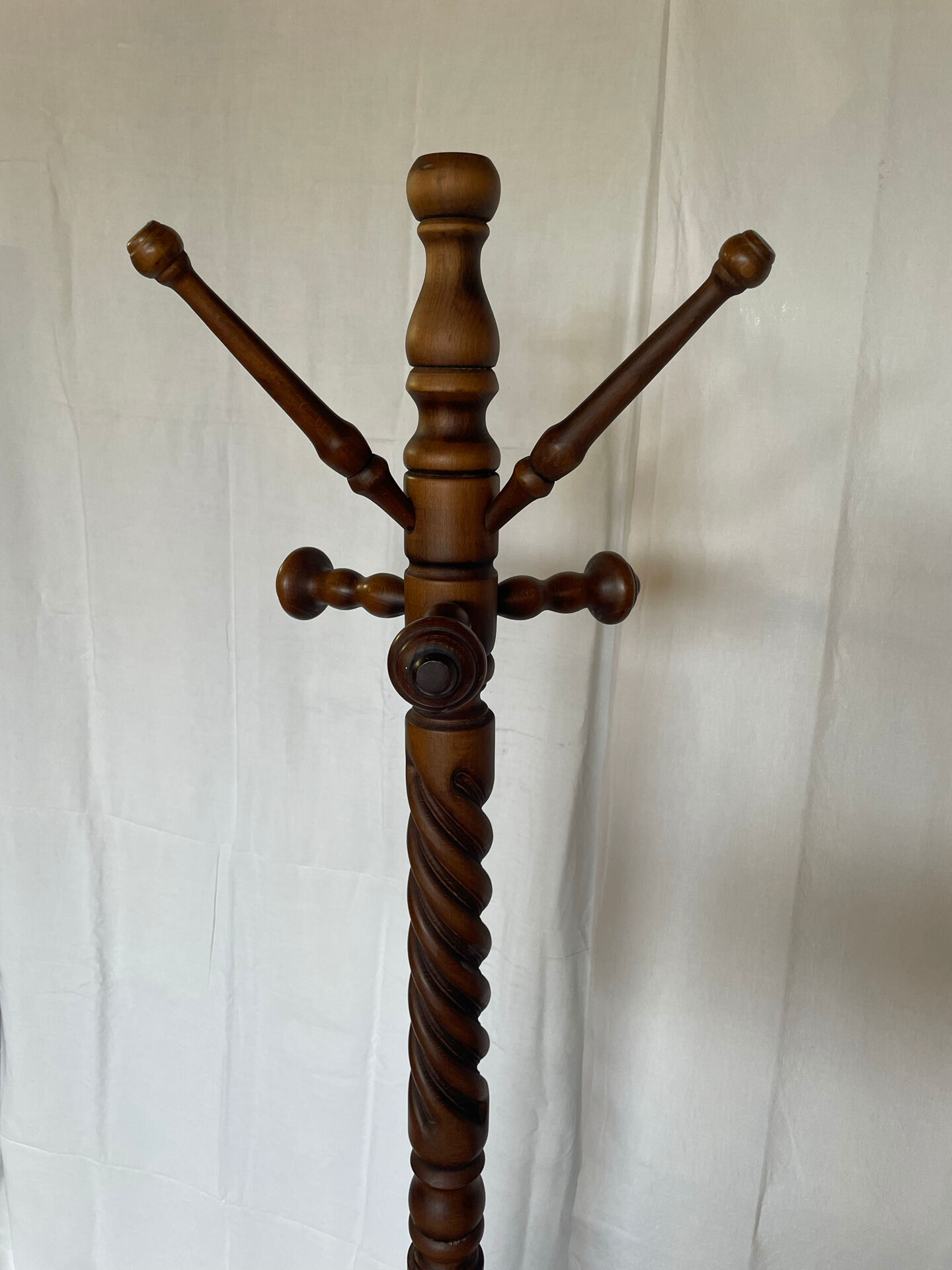 Vintage turned wooden parrot coat rack