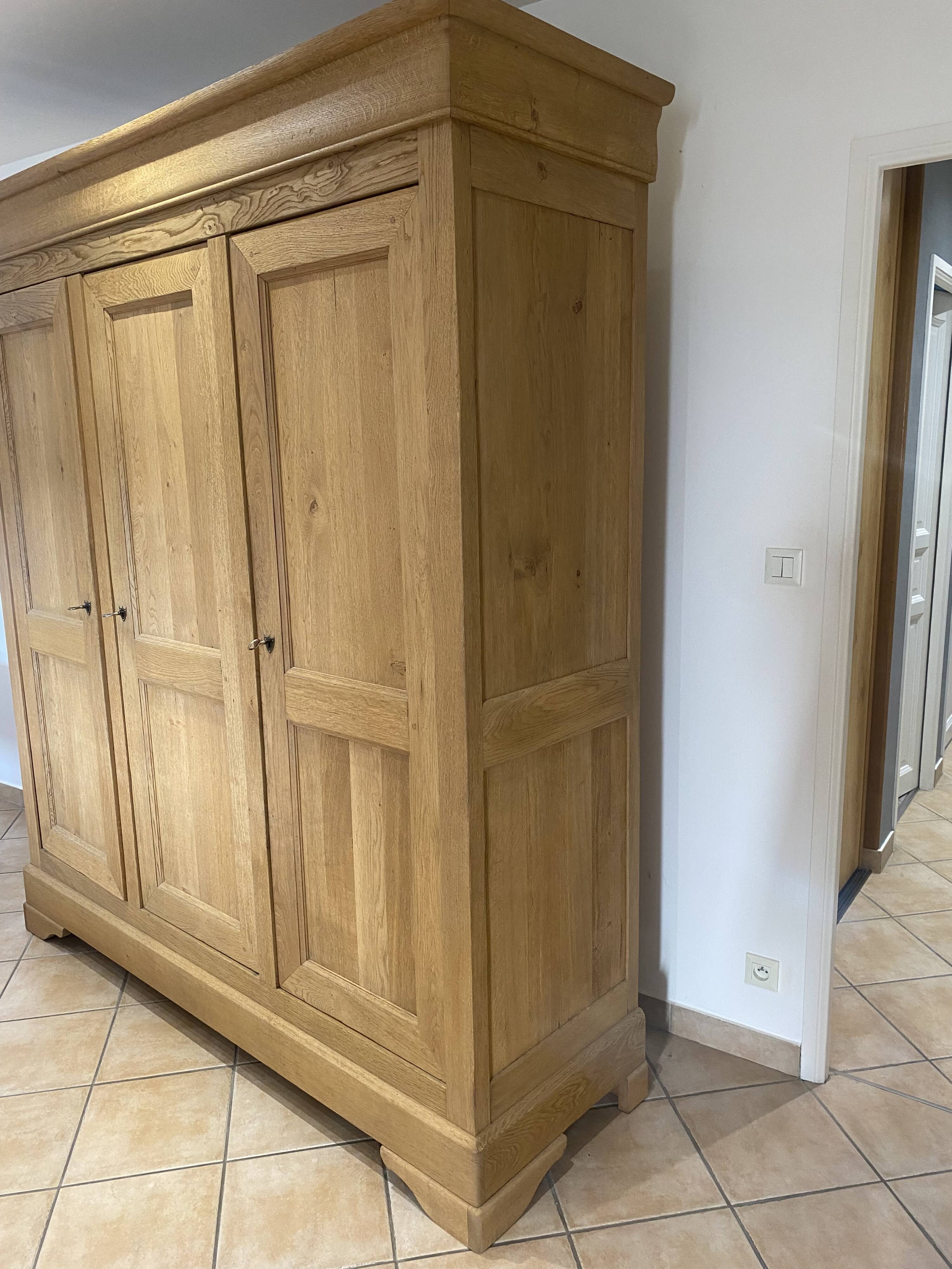 3-door solid oak wardrobe, detachable, sandblasted, wardrobe/lingerie.
