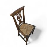 4 x elm dining chair with a carved back frame in a rosette / France / 1890-1900