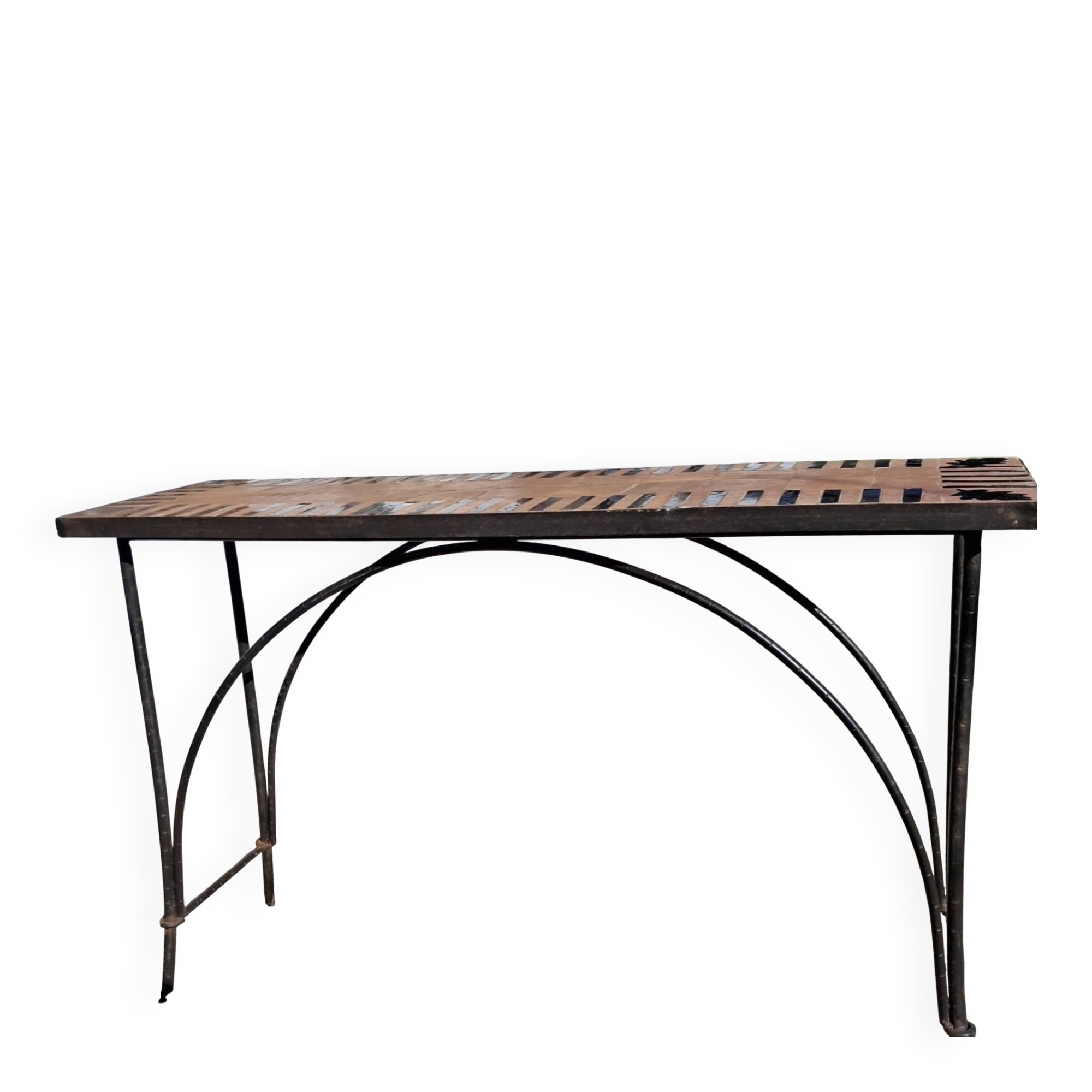 Wrought Iron and Natural Stone Console