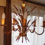 Lustre épi de blé fer doré 5 feux