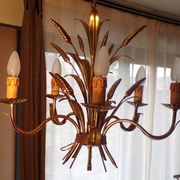 5-light gold-plated iron wheat sheaf chandelier