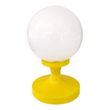 1960s globe table lamp, yellow metal base