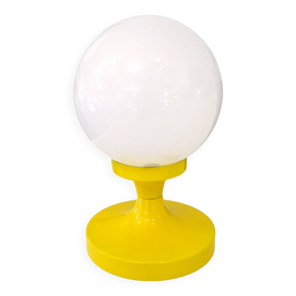 1960s globe table lamp, yellow metal base