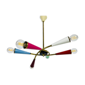 Lustre spoutnik italien en laiton, années 1950