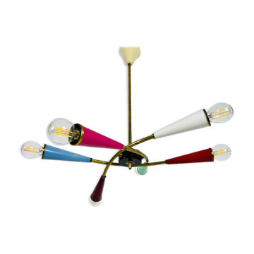 Italian Sputnik chandelier in brass, 1950s