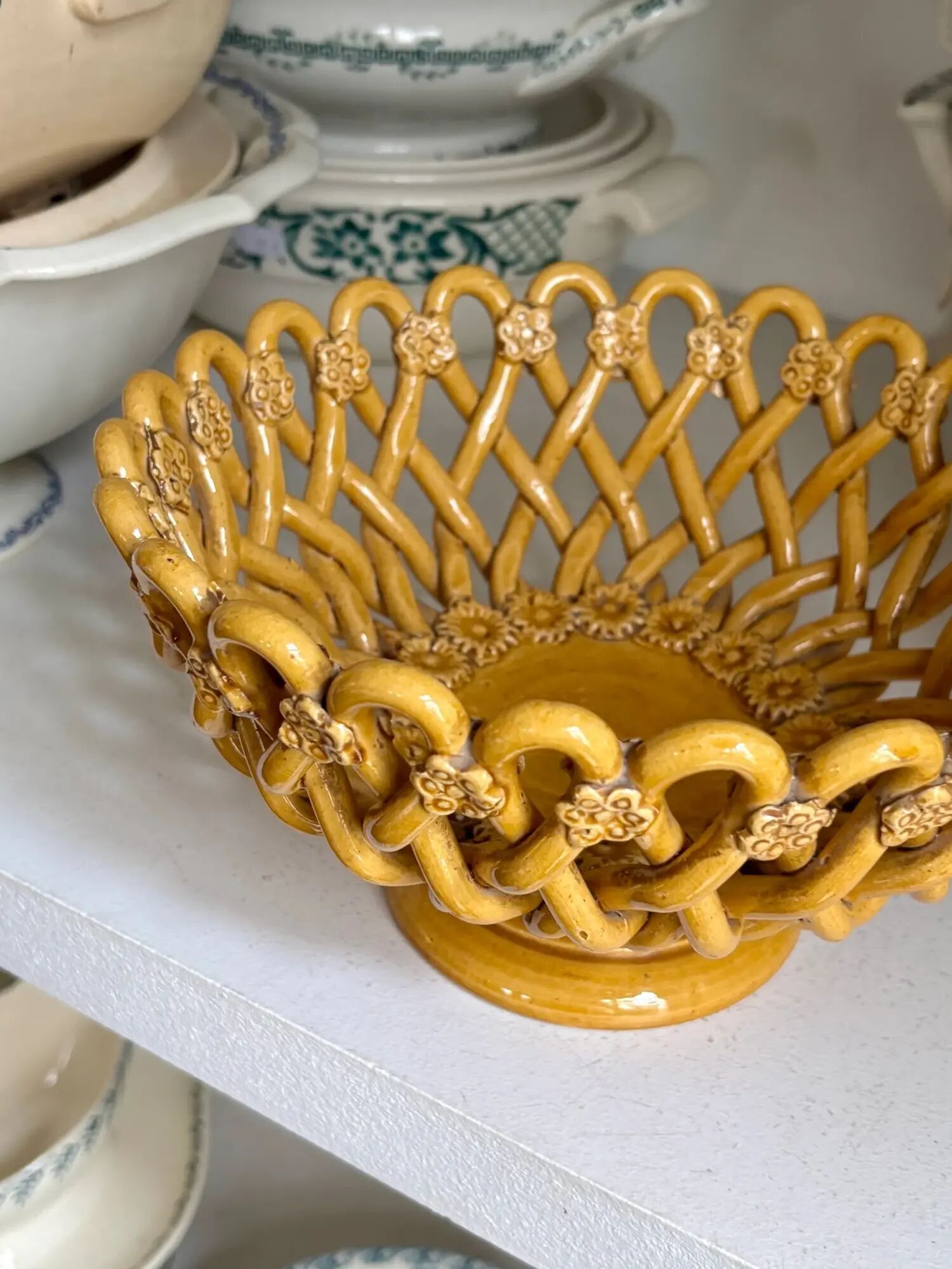 Openwork bowl Pichon Uzès in ochre earthenware