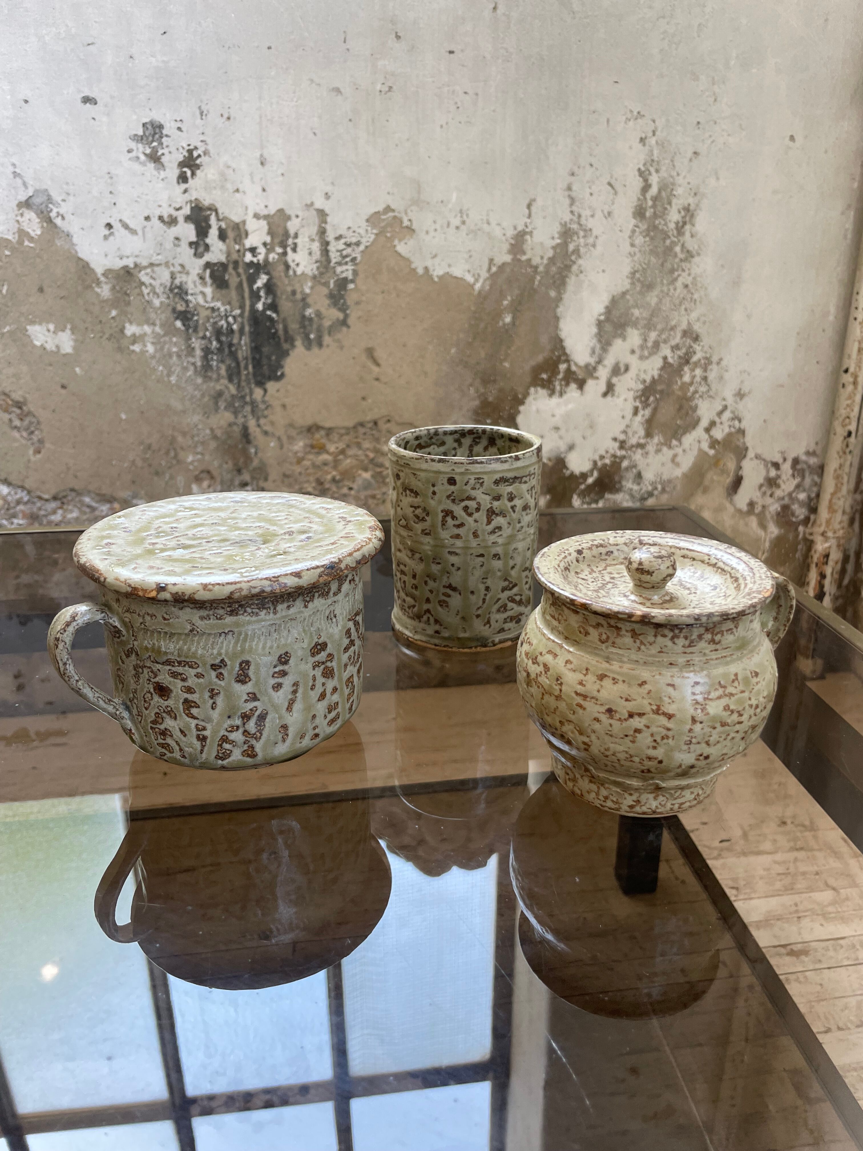 Stoneware herbal tea cup set La Hulotte Caylus
