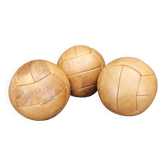 Set of Three Czech Leather Medicine Balls, 1950s