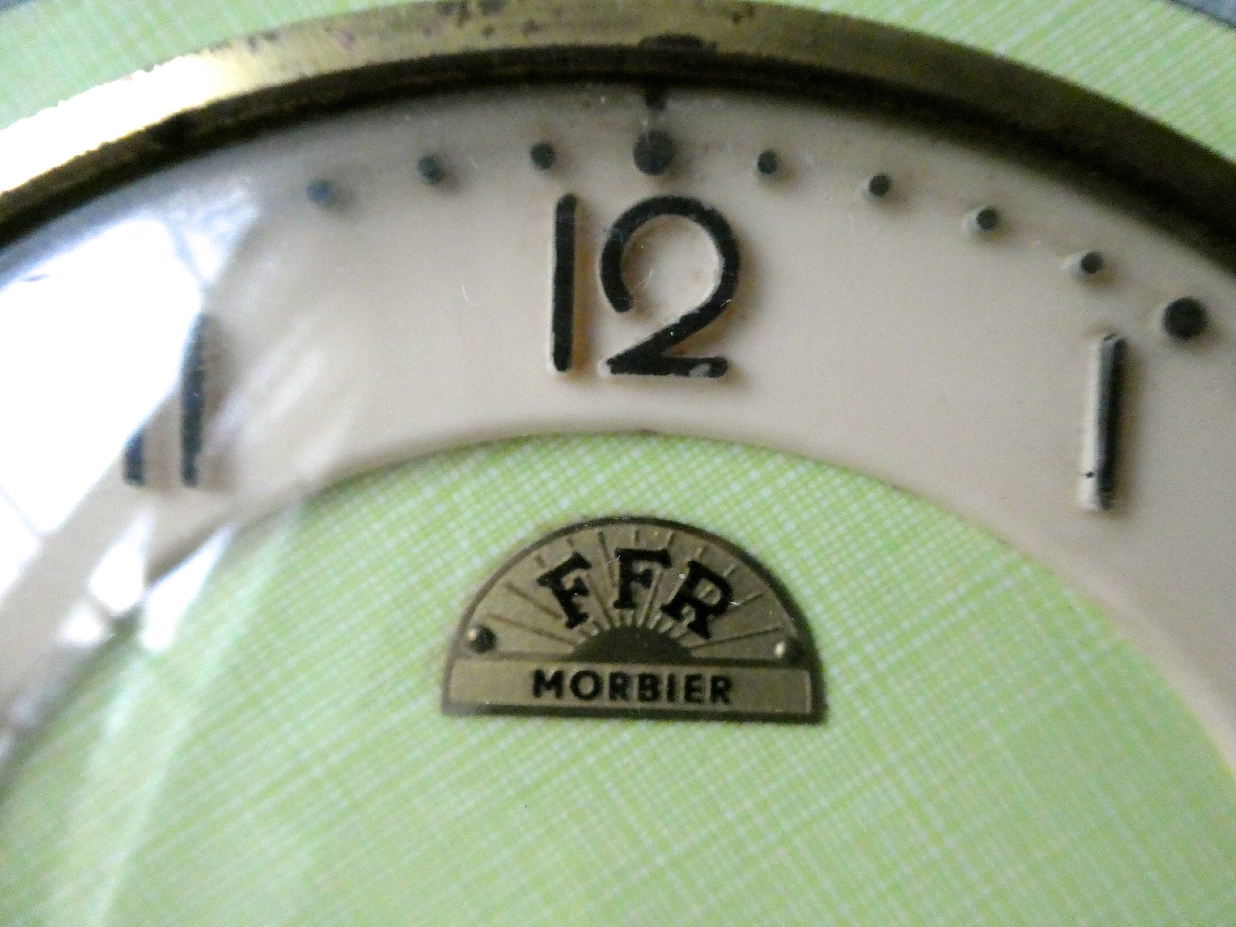 Pendulum wall clock FFR in formica green of the 1960s