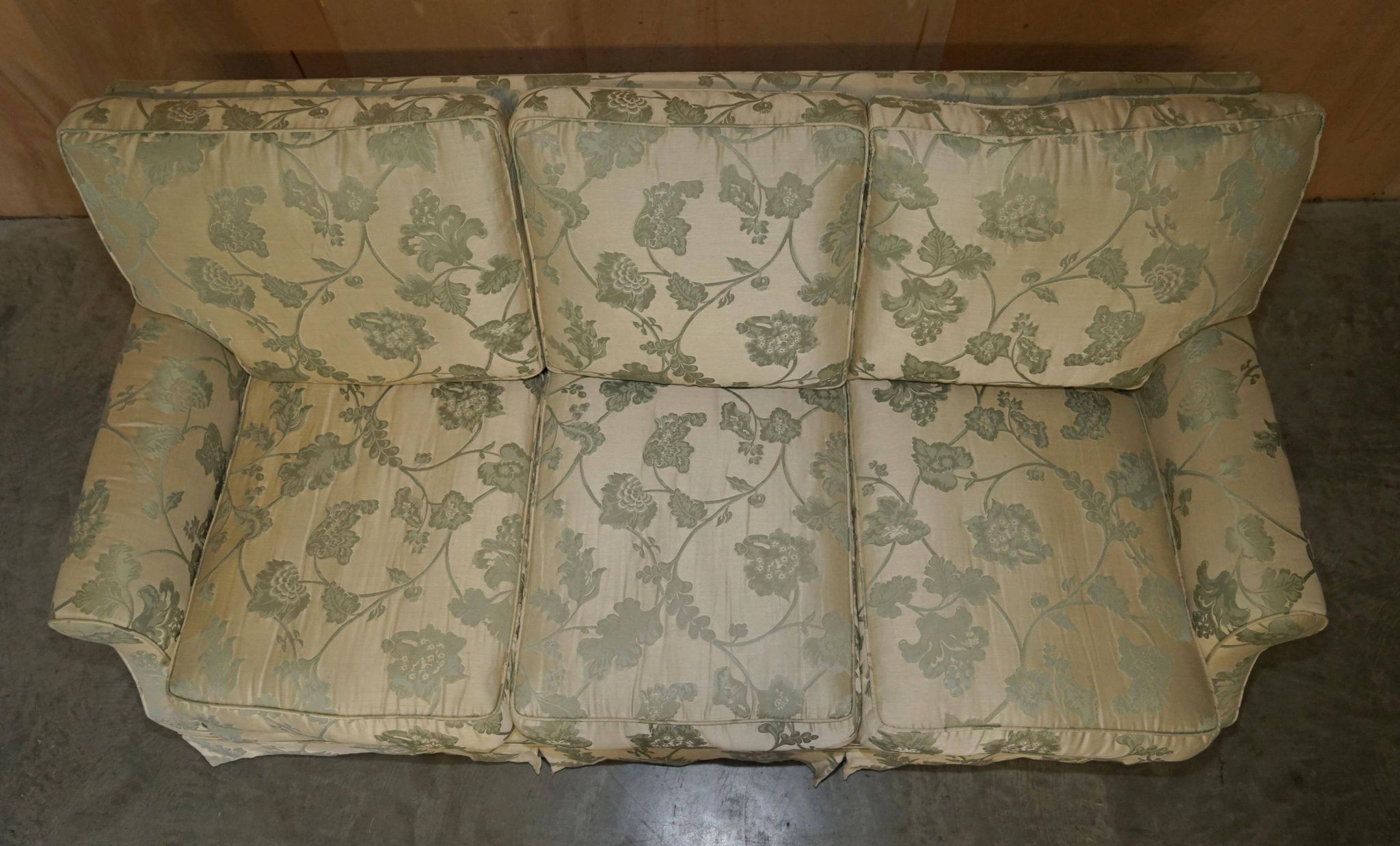 Pair of Howard & Son's style sofas in floral patterned silk blend.