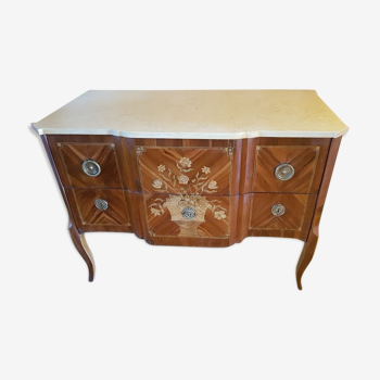 Commode époque transition marqueterie