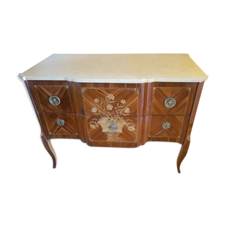 Commode époque transition marqueterie