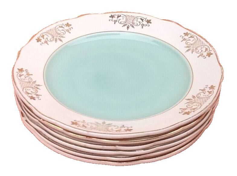 1950s Earthenware with gilding 6 dinner plates