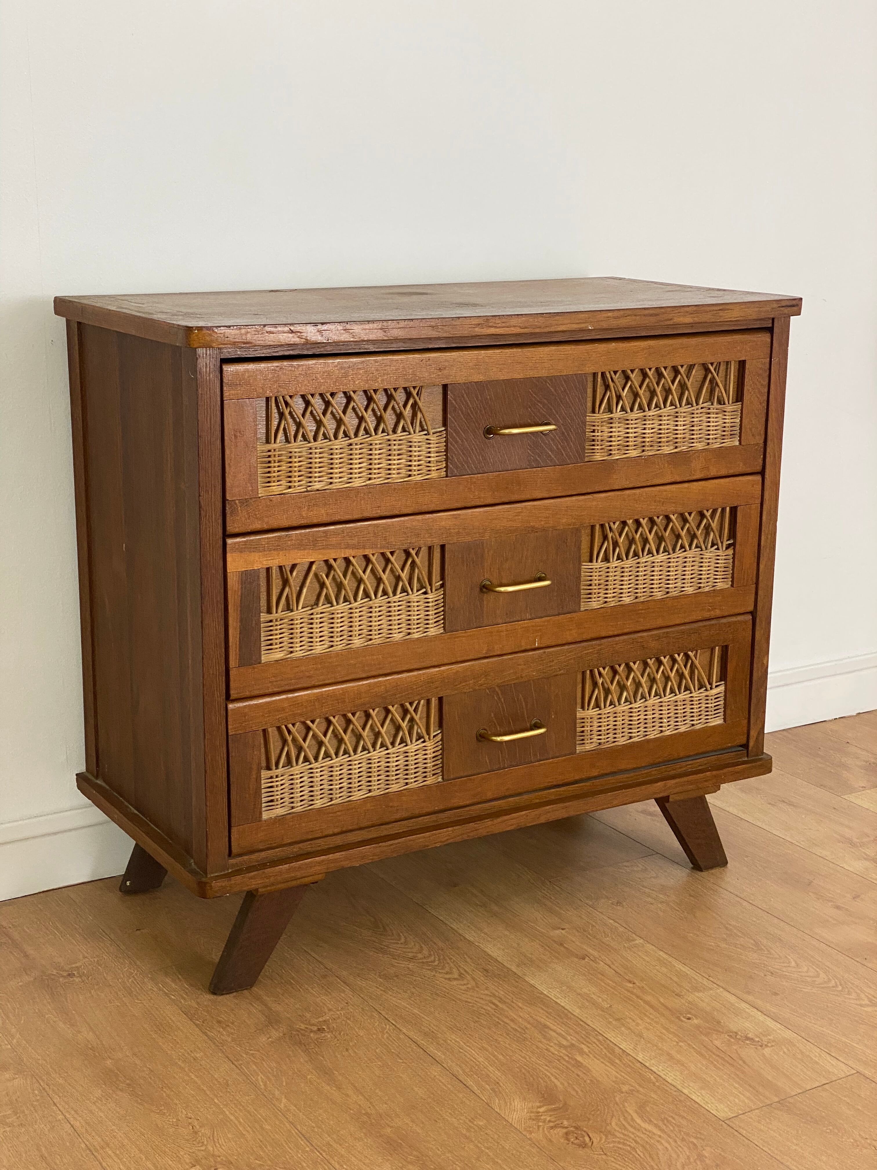 Vintage dresser rattan compass feet