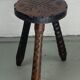 Brutalist carved tripod milking stool, 1950s