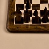 Wooden chessboard, geometric pieces