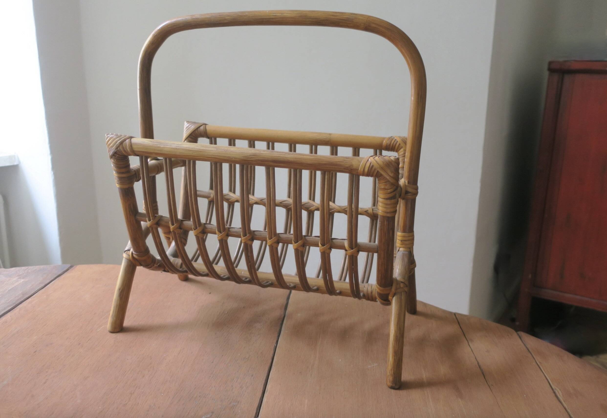 Mid century bamboo magazine rack, 1960s