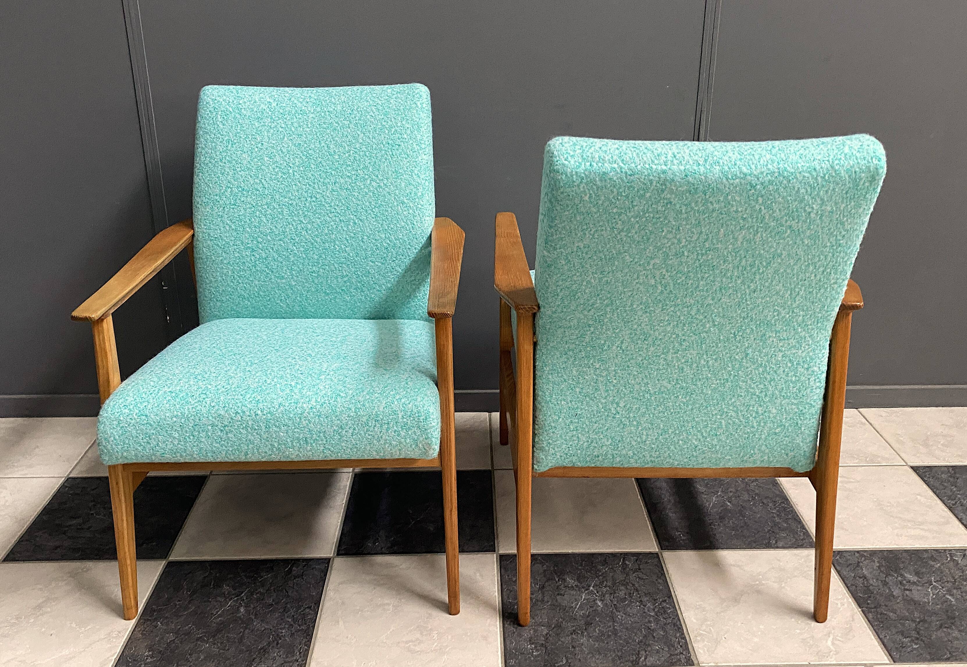 Pair of Green arm chairs 1960s