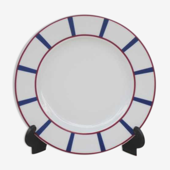 6 plates with basque dessert porcelain blue and red 19 cm