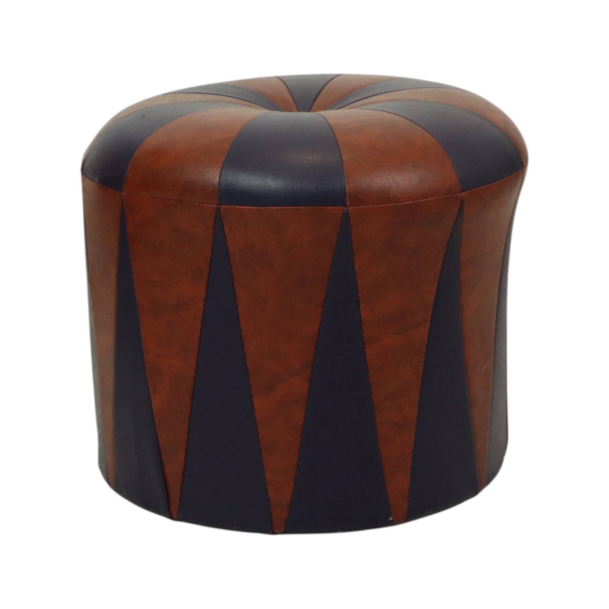 Round Vintage Pouf Purple Bordeaux Two-tone Skai Sixties