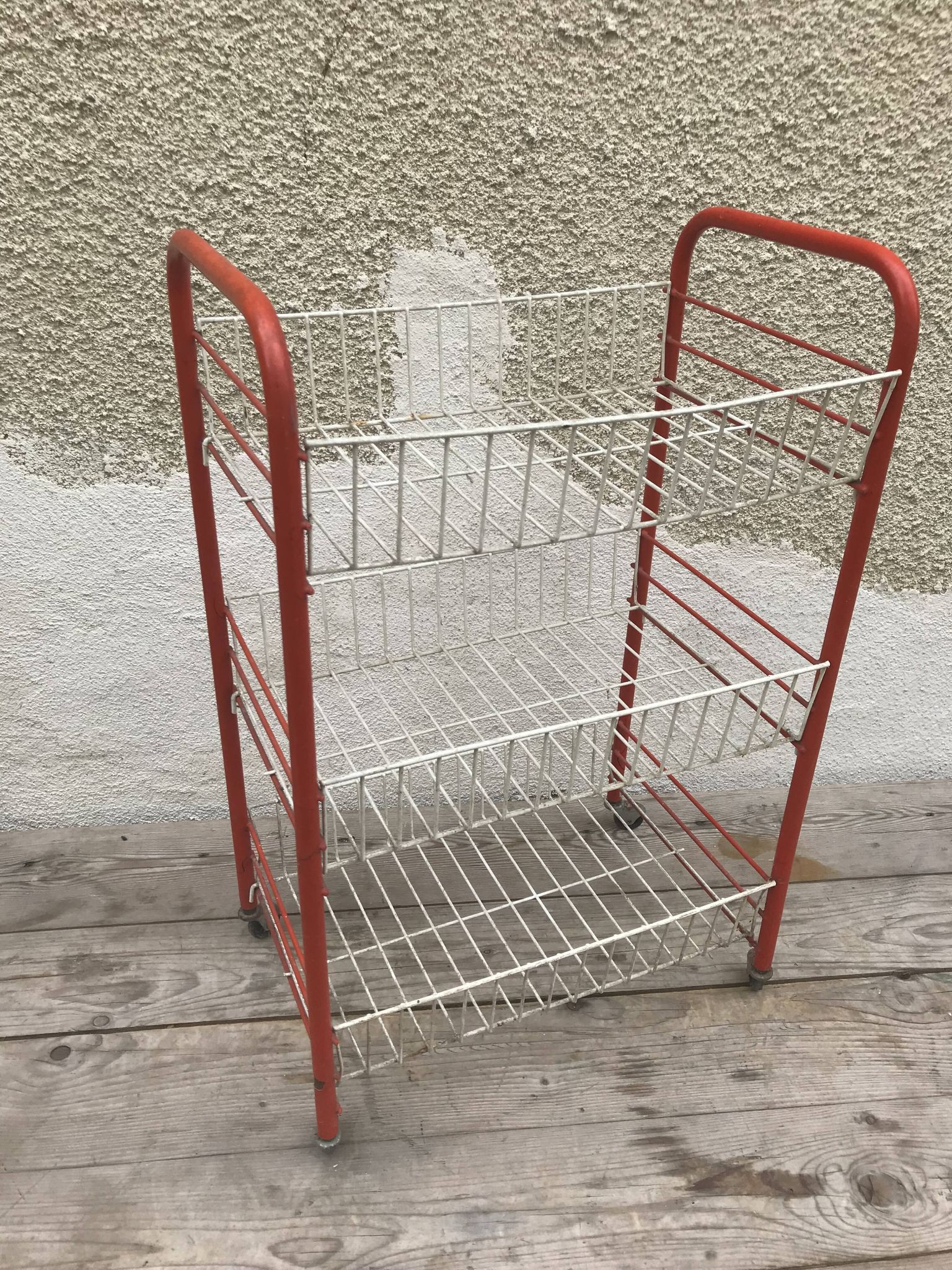 Étagère 3 bacs en metal blanc démontable vintage années 70