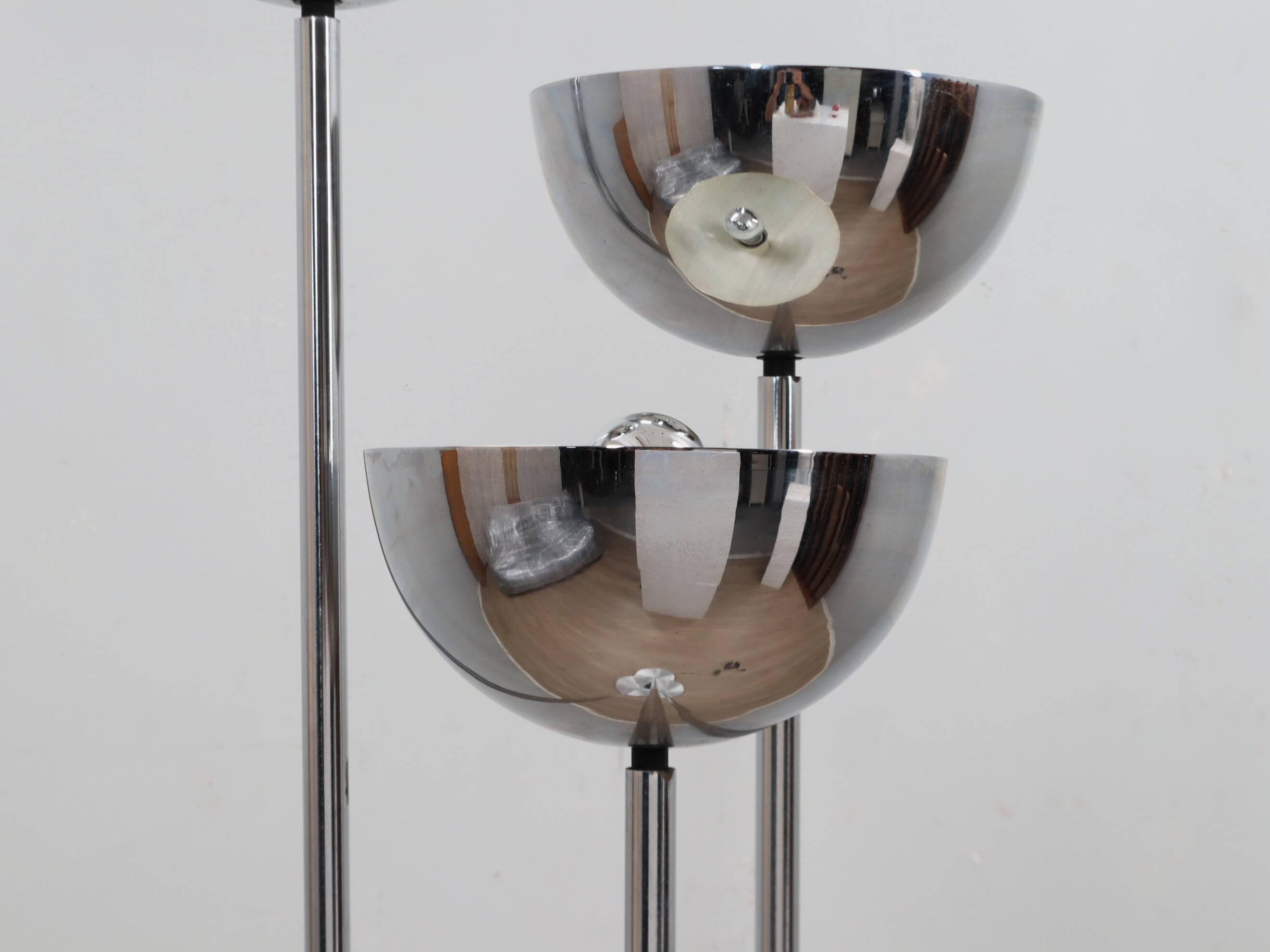 1970s Lamperti 3-Column Chrome Floor Lamp space age Italian Design