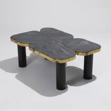 Slate and brass coffee table, 1990s