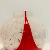 Marmorean glass ball vase in white murano and red-deco-retro-vintage