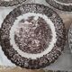 Set of 5 flat plates in English Iron Earth country decoration brown marli floral