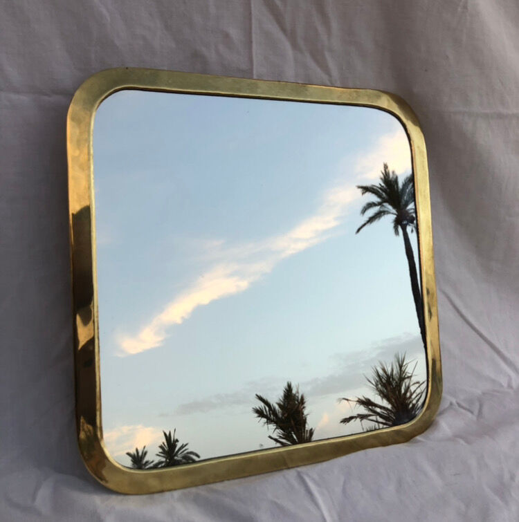 Set of 4 square brass mirrors